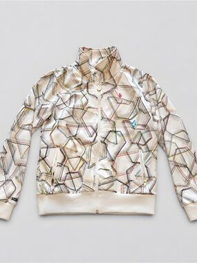Y2K Volcom White Geometric Multicolor Bomber Jacket